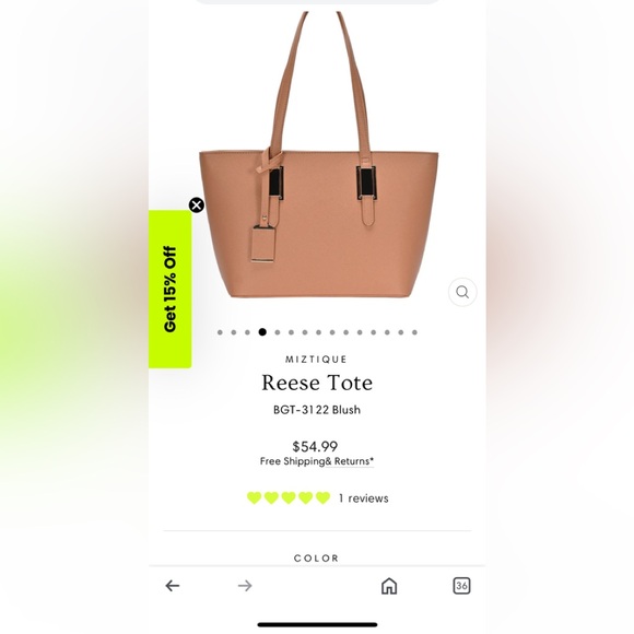 Miztique Tote bag in saddle Color NWT - Picture 11 of 15